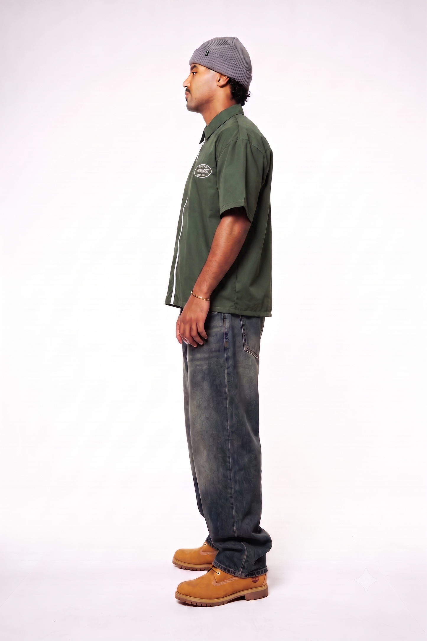 GREEN SHORT SLEEVE ZIP SHIRT