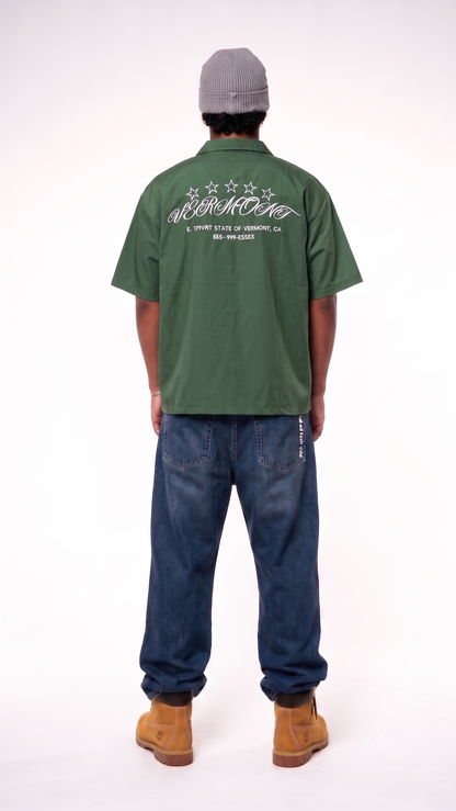 GREEN SHORT SLEEVE ZIP SHIRT